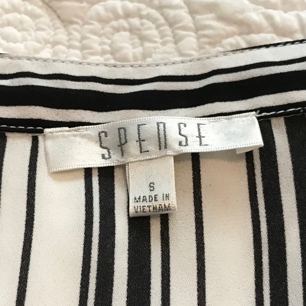 Spense Button Down Long-Sleeved Blouse, Black And… - image 4